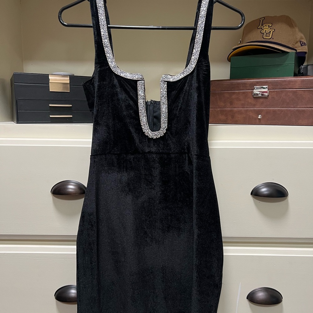 PrettyLittleThing Black Dress with Silver Trim